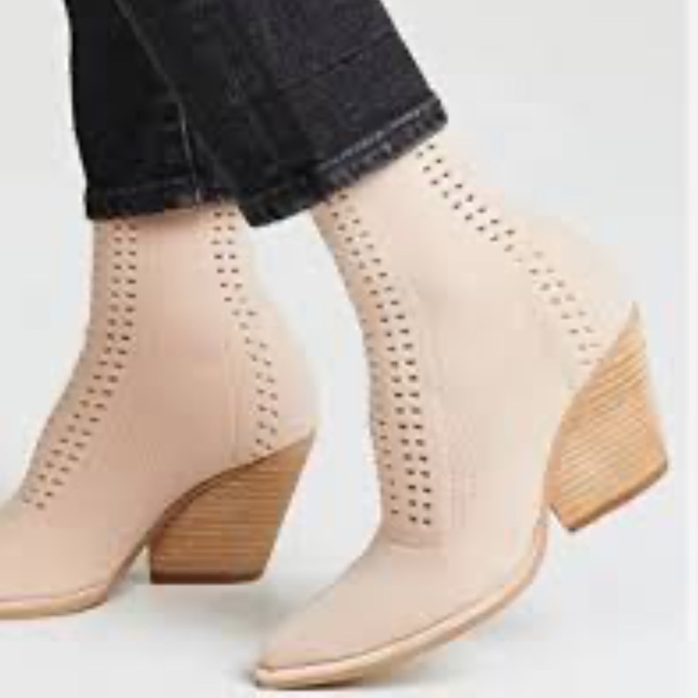 JEFFREY CAMPBELL Beige NEUTRAL POINTED TOE SOCK BOOT 8.5